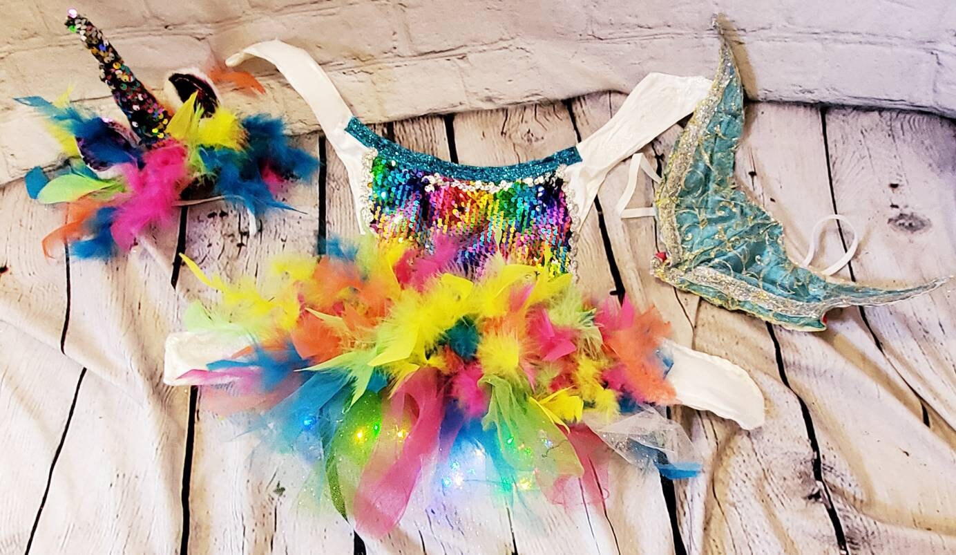 Unicorn Pet Light Up Costume, Sequin Dog Unicorn Costume, Light up pet costume, Light up cat costume, Light up dog costume, rainbow Unicorn pet