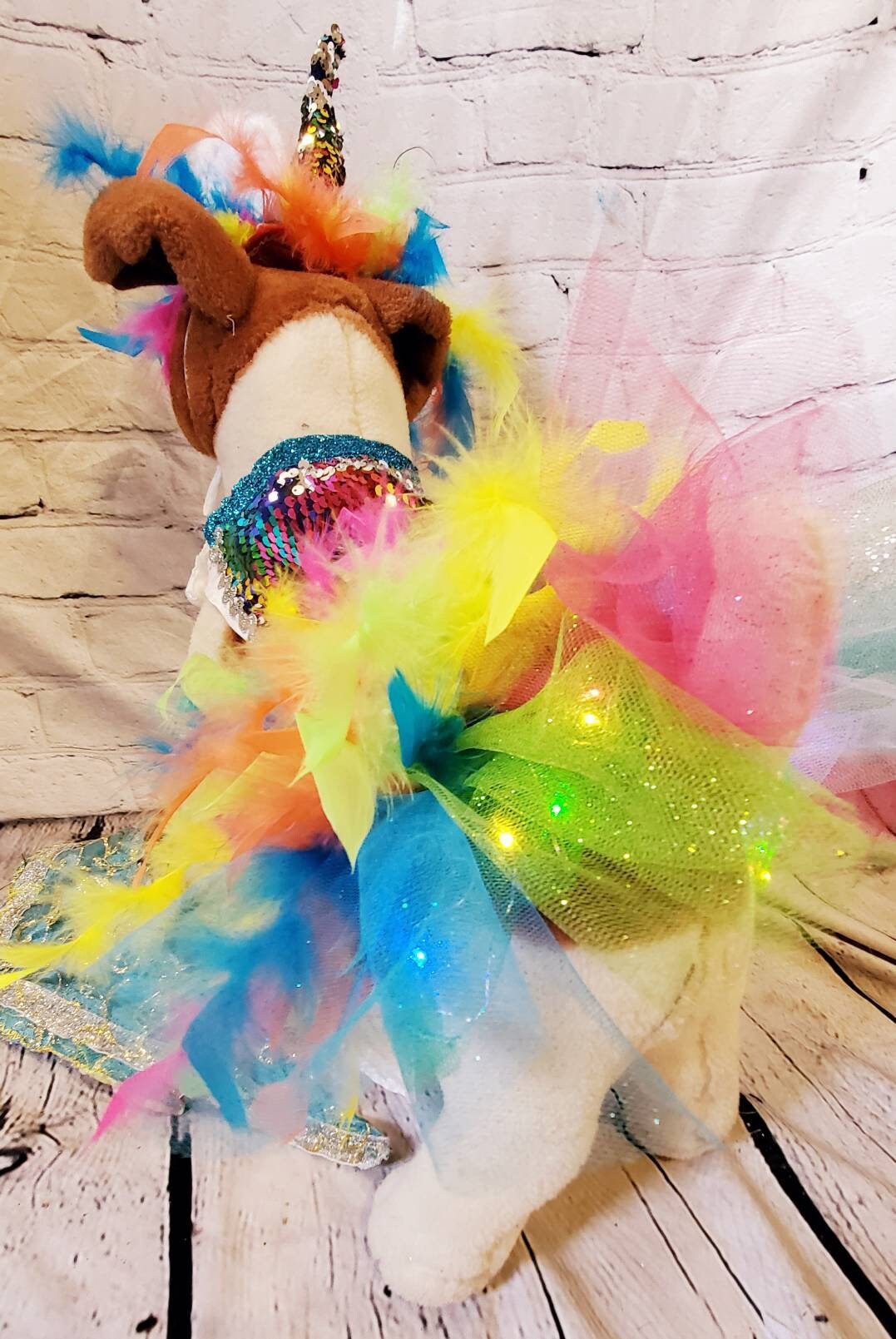 Unicorn Pet Light Up Costume, Sequin Dog Unicorn Costume, Light up pet costume, Light up cat costume, Light up dog costume, rainbow Unicorn pet