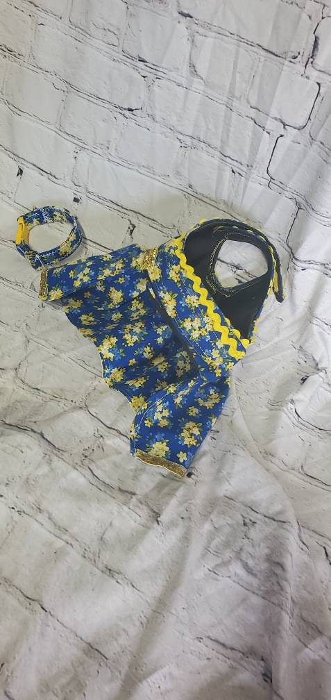 Pet fancy dress with d ring, harness dress, harness with a long skirt, cat, dog, pet dress harness, flower pet harness dress