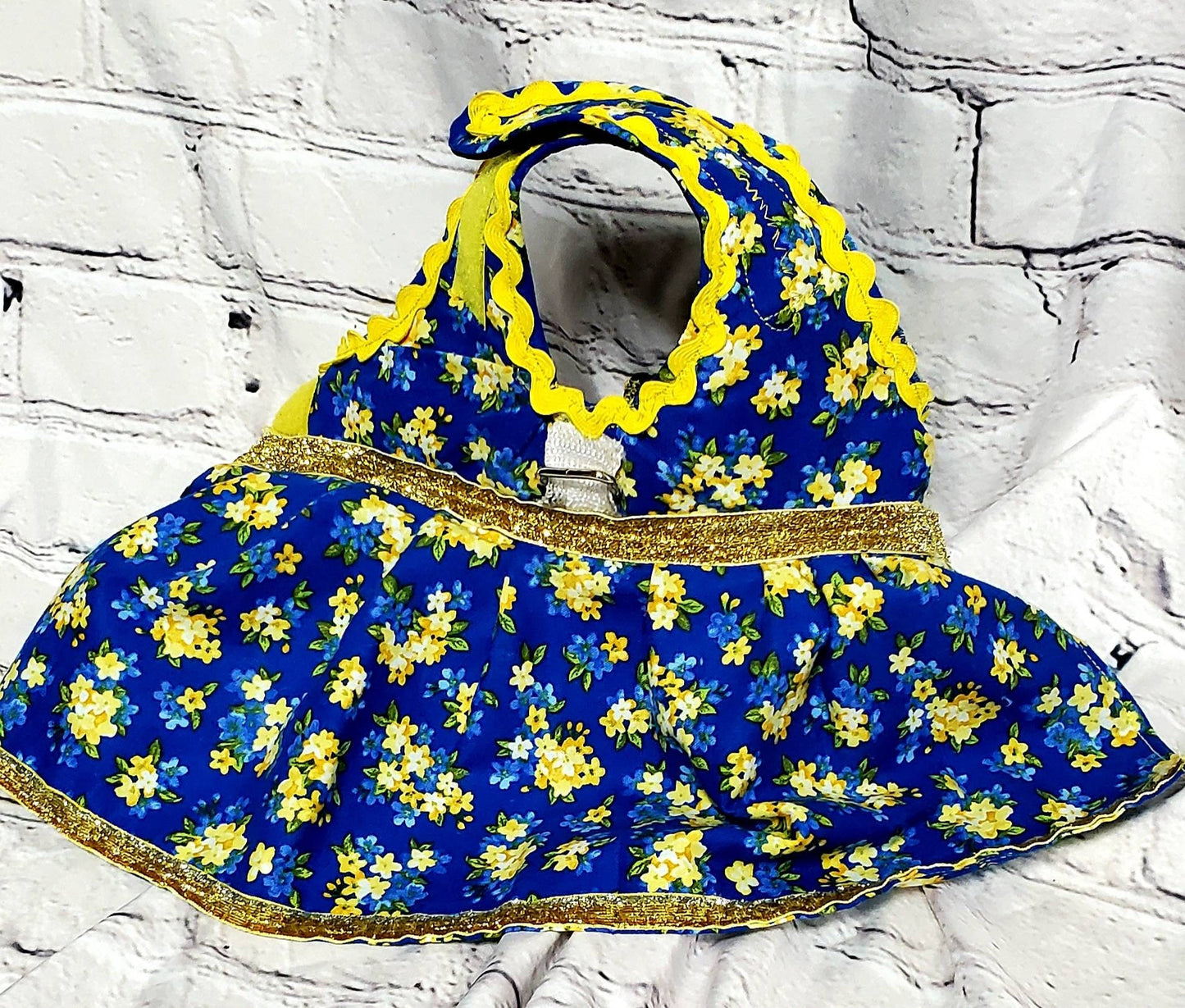 Pet fancy dress with d ring, harness dress, harness with a long skirt, cat, dog, pet dress harness, flower pet harness dress