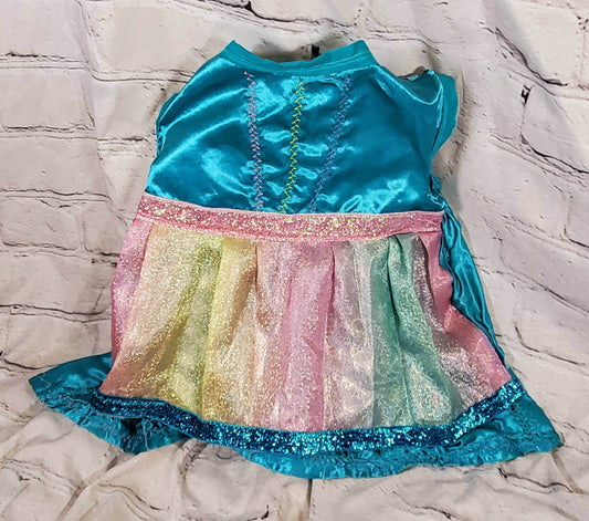 Teal satin rainbow pet dress, aqua rainbow dog dress, Irradescent rainbow dress, glitter Pet dress, Cat dress, Dog dress, special occasion