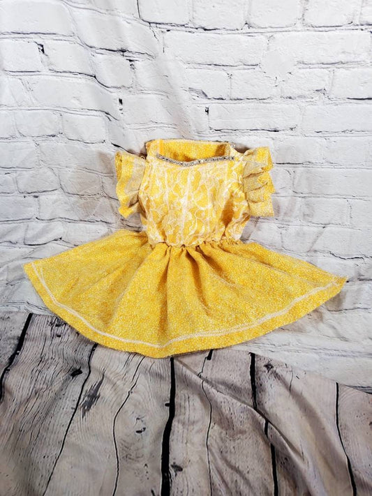 Lace mesh pet dress, yellow pet dress, lace dog dress, lace cat dress, mesh dog dress, pet sundress, dog dresses, polka dot pet dress