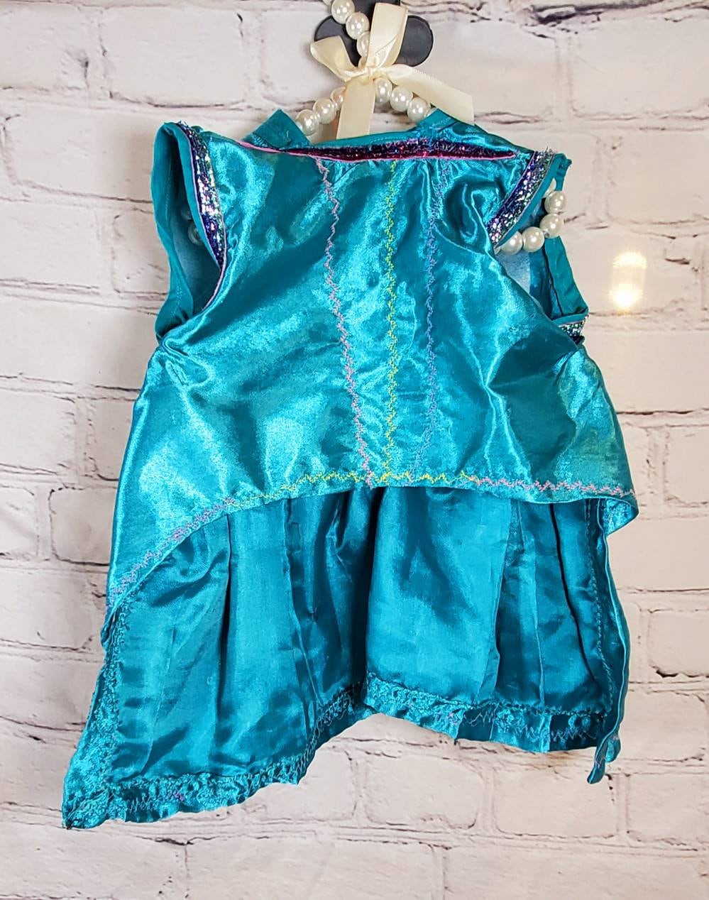 Teal satin rainbow pet dress, aqua rainbow dog dress, Irradescent rainbow dress, glitter Pet dress, Cat dress, Dog dress, special occasion