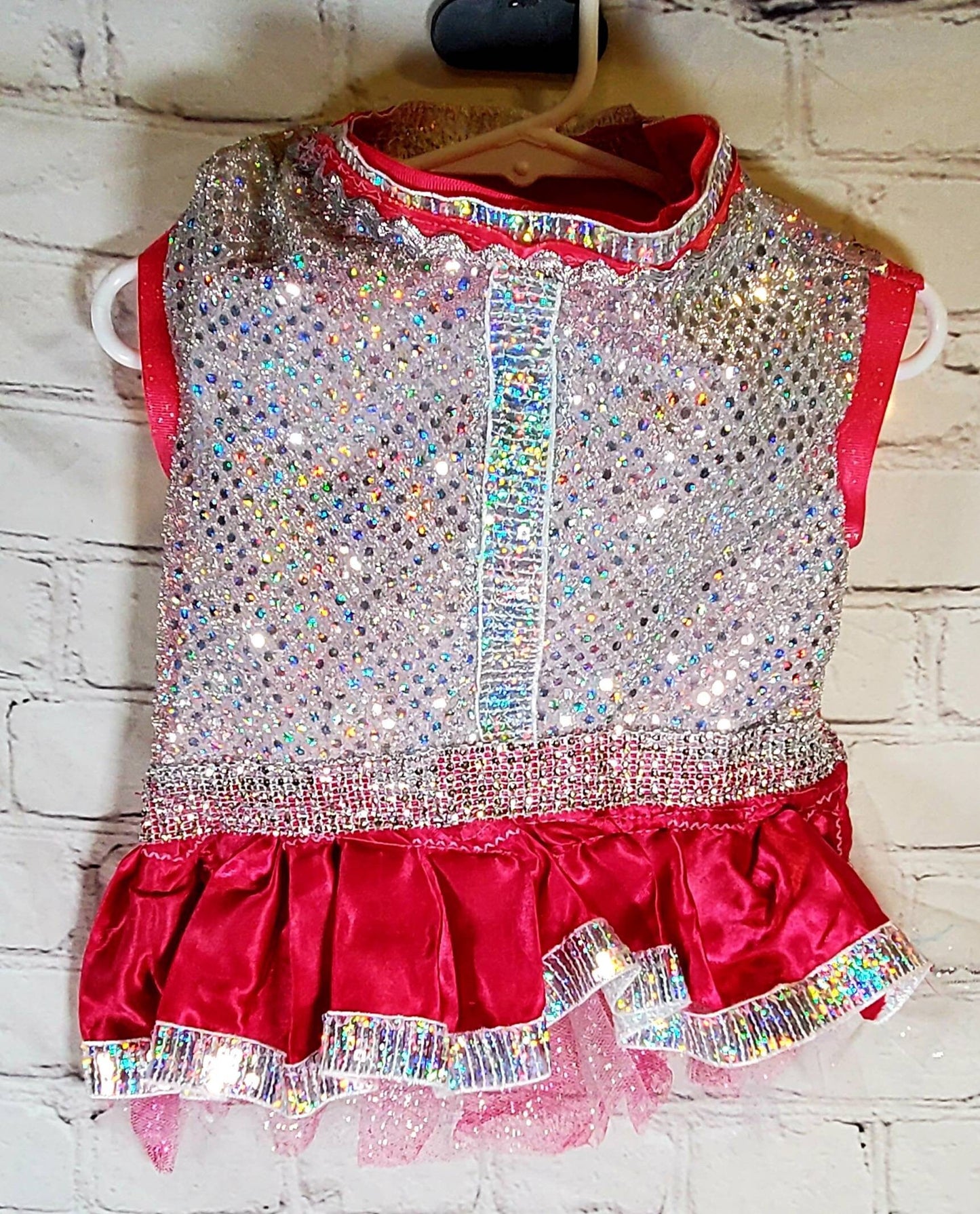 Irradescent hot pink pet dress, Disco pet dress, silver pet dress, princess pet dress, princess dog dress, pink dog cat dress
