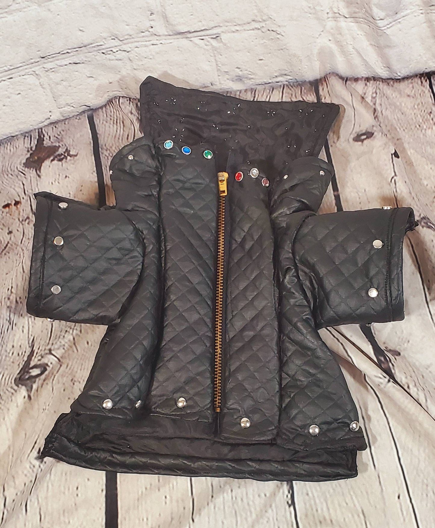 Pet leather jacket, pet personalized jacket, black pleather dog jacket, motorcycle pet jacket, bad to the bone pet jacket, jackets for dogs