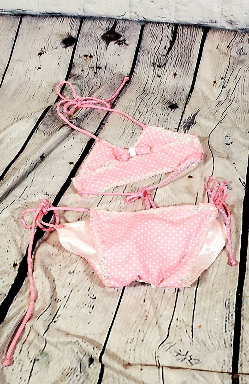 Pet Bathing Suit, Pet string bikini, dog bathing suit, pet bikini, dog bikini, cat bikini, cherry pet bikini, triangle pet bikini, polka dot