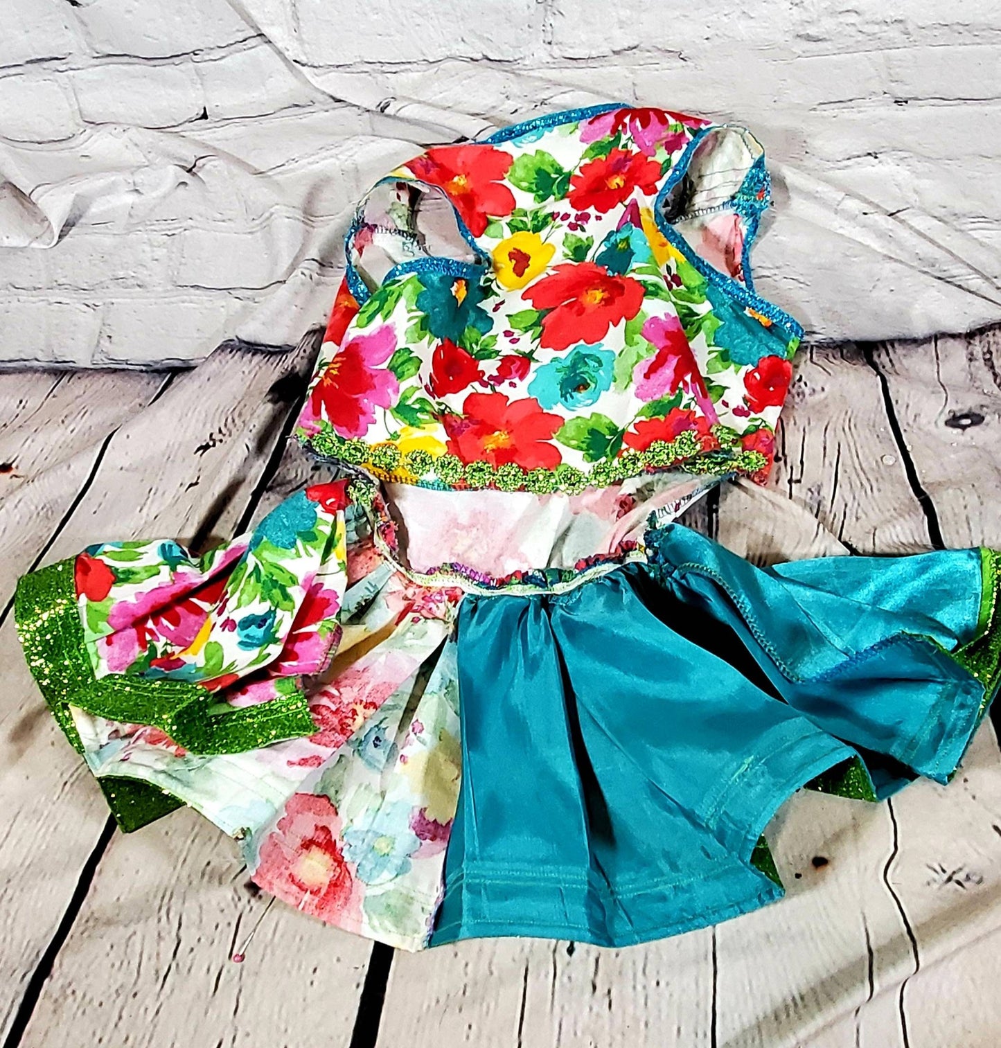Flower Summer Pet dress/ pet sundress/ dog sundress/ flower print pet clothes/ glitter pet dress/ dresses for pets/ special occasion pet