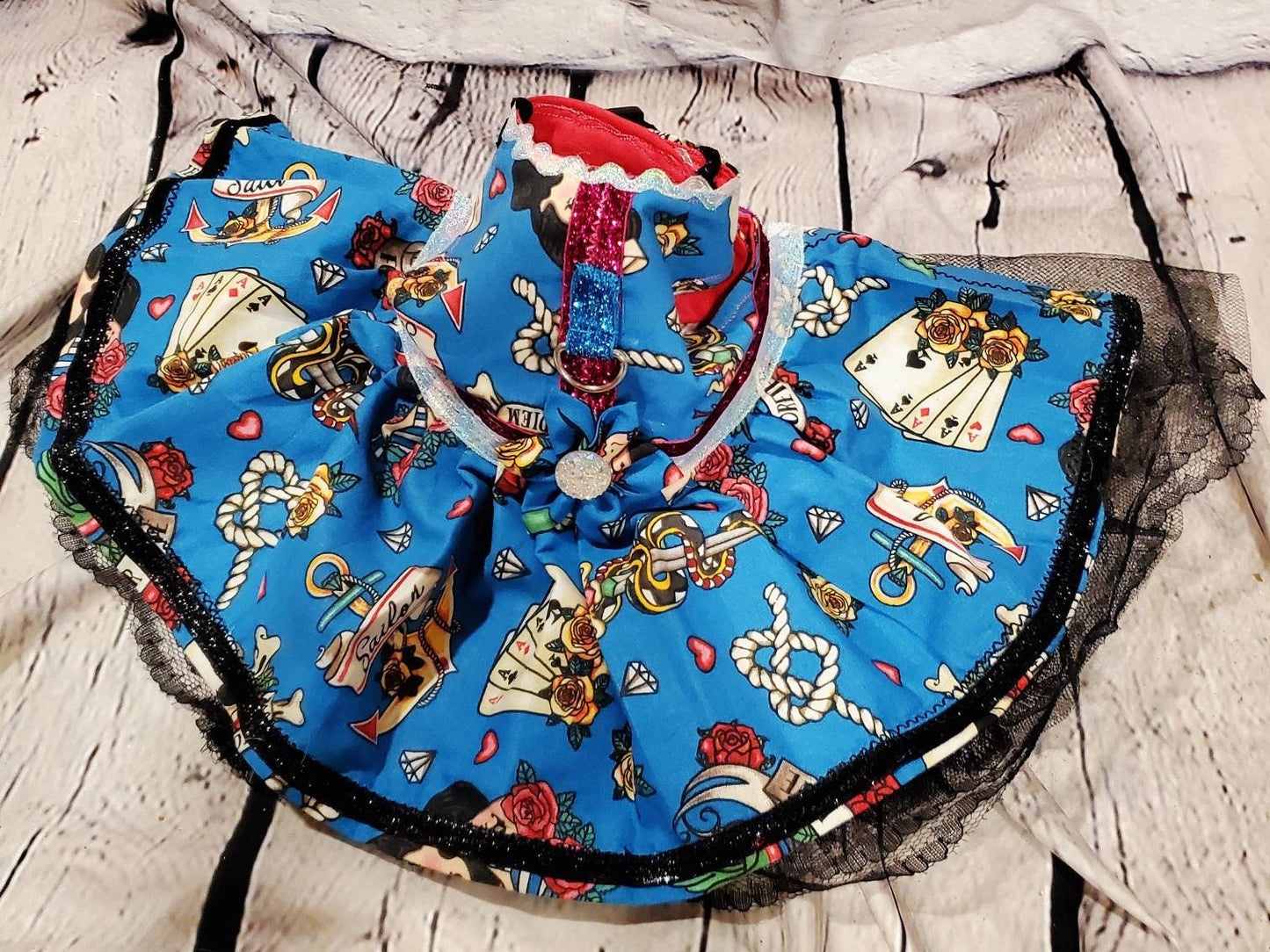 Tattoo print pet harness, Tattoo print pet dress jacket, feather harness jacket, pet harness, cat harness, dog harness, dog dress, pet dress