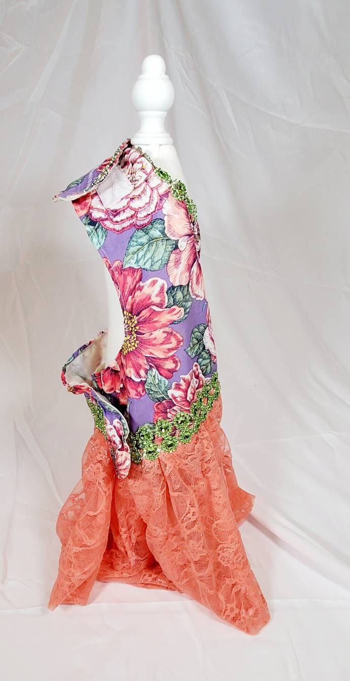 Flower lace pet dress, flower lace dog dress, flower Pet dress, dog dress, pet dress, pet sundress, lavender pet dress