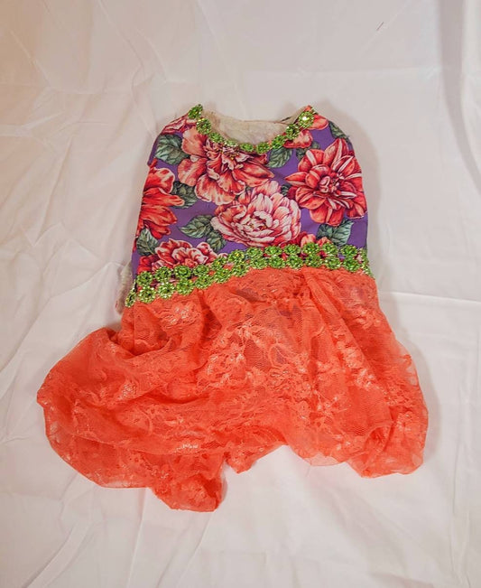 Flower lace pet dress, flower lace dog dress, flower Pet dress, dog dress, pet dress, pet sundress, lavender pet dress