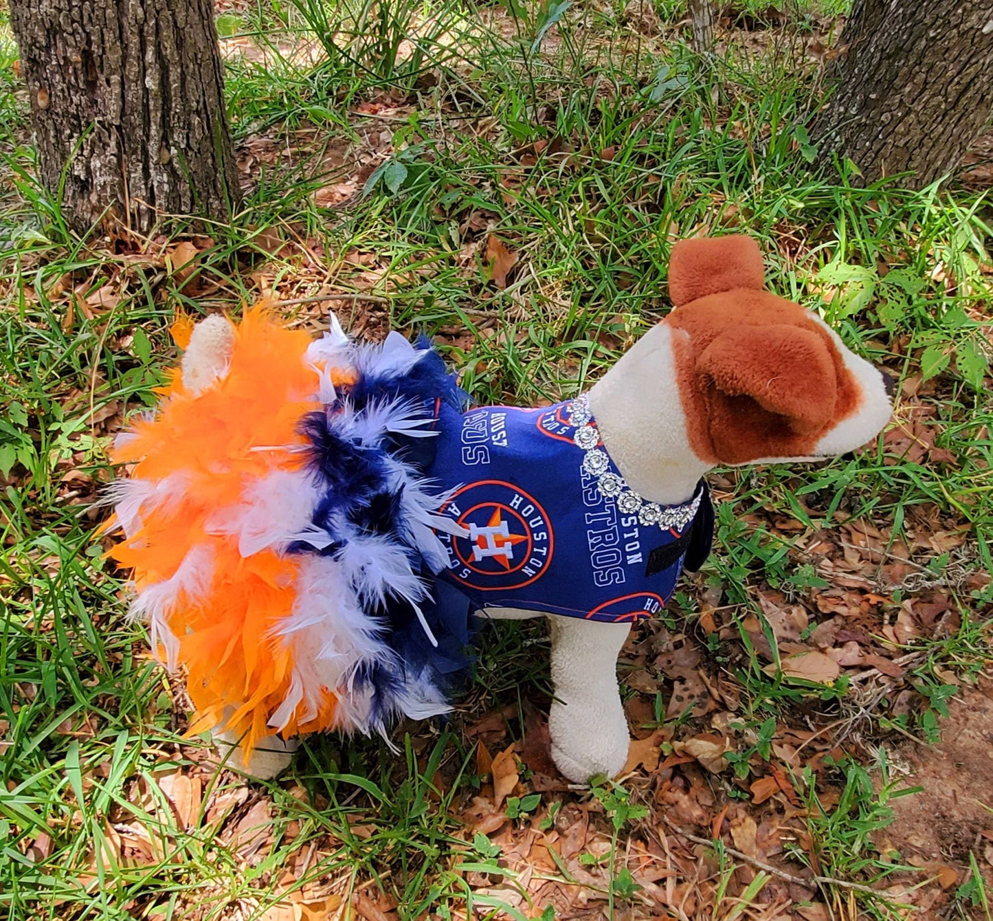 Houston Astros feather Pet dress, Astros feather dog dresses, Astros cat dress, Houston Astros Pet dresses, feather pet dresses, dog dress