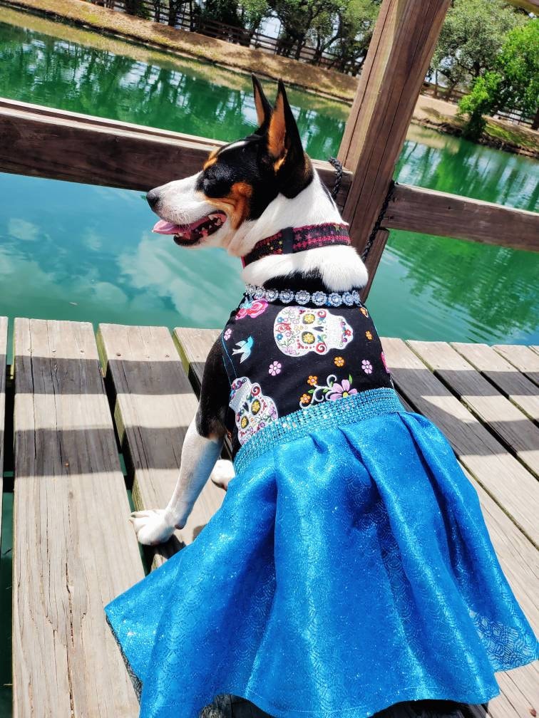 Day of the dead pet dress, day of the dead dog dress, day of the dead cat dress, day of the dead pet costume, pet dresses, dog dresses