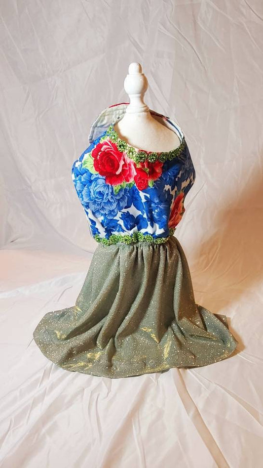 Flower glitter Pet dress, flower glitter dog dress, flower cat dress, spring summer per dress, dresses for pets, special occasion pet