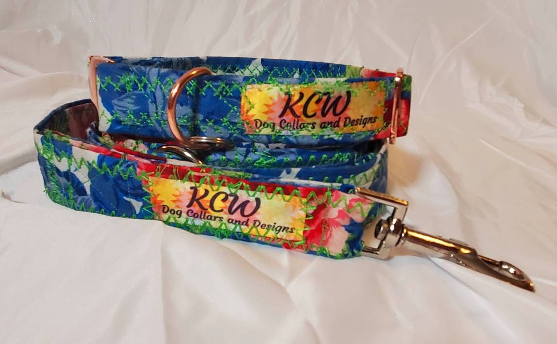 Pet leash and collar set, dog leash and collar set, flower leash and collar combo, pet collars and leashes, dog collars and leashes