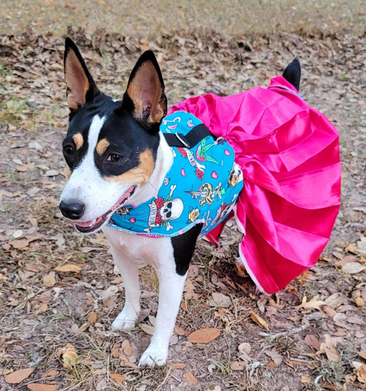 Tattoo print pet dress, Tattoo print dog dress, harness dress, pet harness dresses for dogs, dresses for dogs, tattoo print pet dress