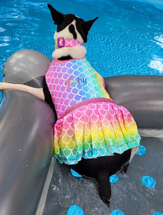 Mermaid Pet dress, Mermaid dog dress, personalized pet dress, personalized dog dress, personalized pet dresses, Mermaid print dress for pets