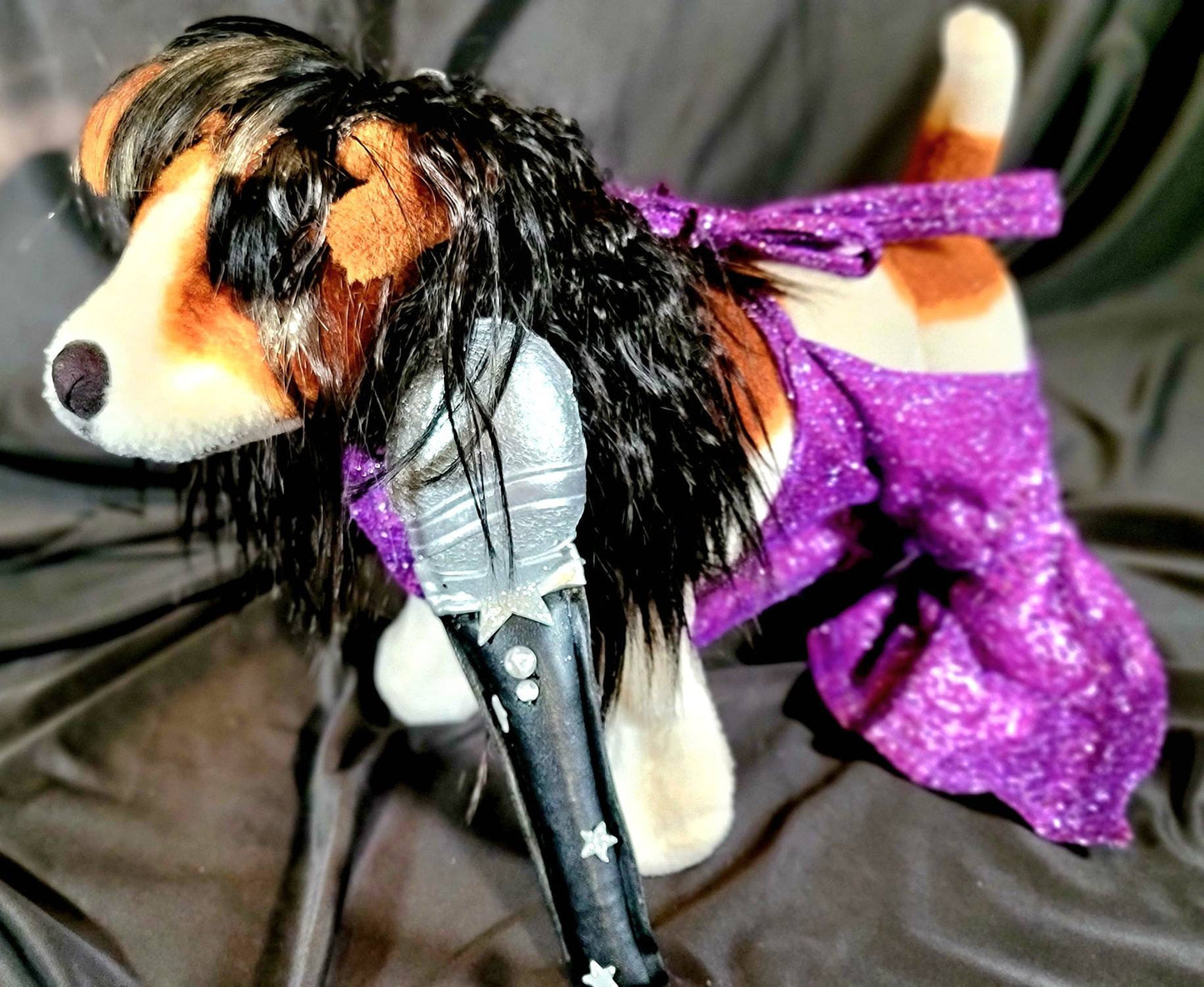 Selena replica Pet Costume, Selena Dog costume, Selena Iconic purple pet costume, Selena purple jumpsuit pet dog cat costume, wig selena