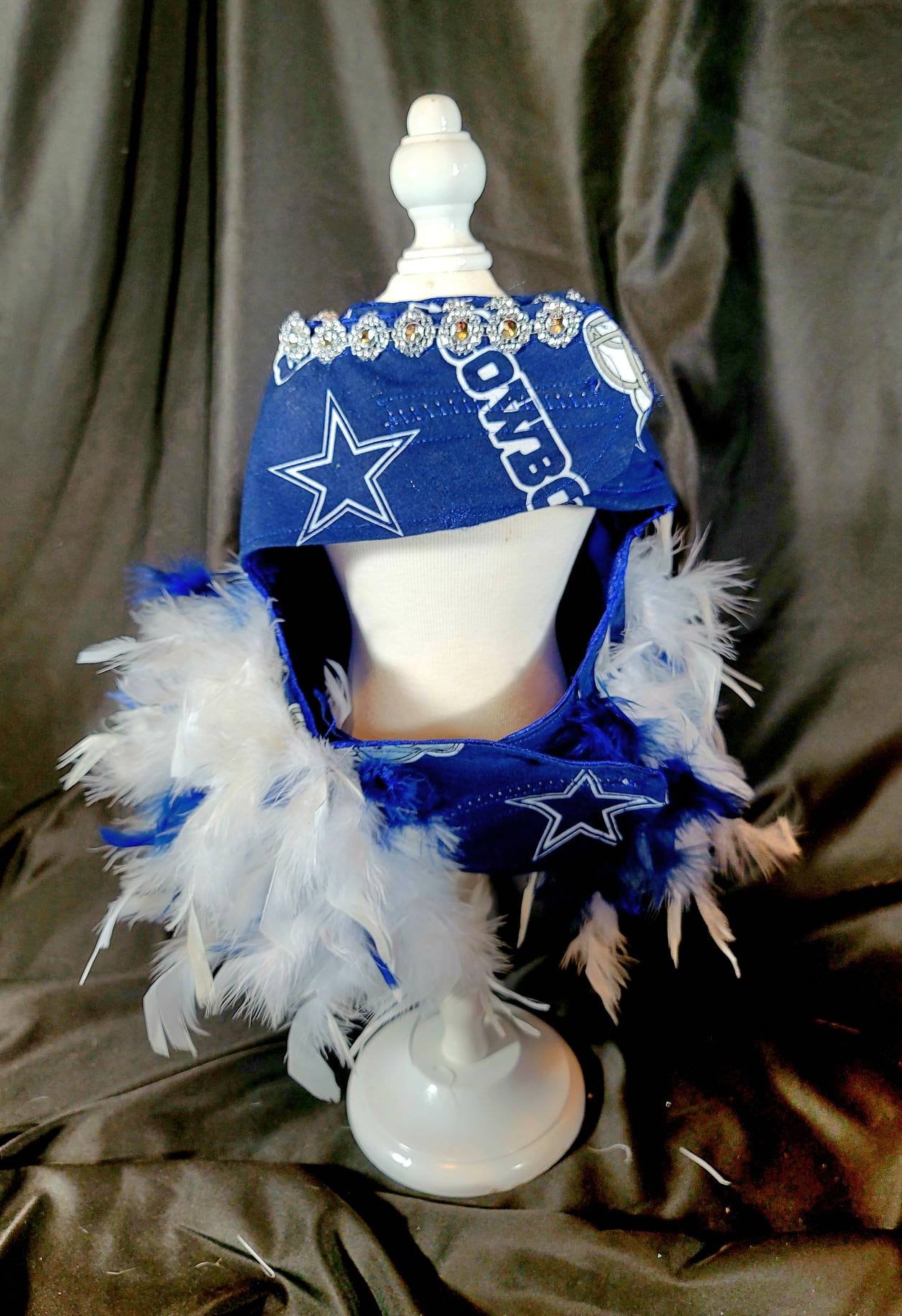 Dallas Cowboy Pet feather dress, Dallas Cowboy Dog feather dress, Dallas Cowboy Pet dress, feather pet dress, nfl pet dress, nfl dog dress