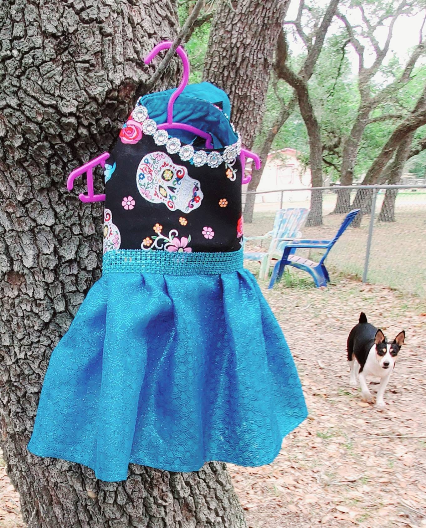 Day of the dead pet dress, day of the dead dog dress, day of the dead cat dress, day of the dead pet costume, pet dresses, dog dresses