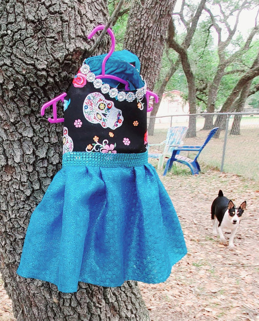 Day of the dead pet dress, day of the dead dog dress, day of the dead cat dress, day of the dead pet costume, pet dresses, dog dresses