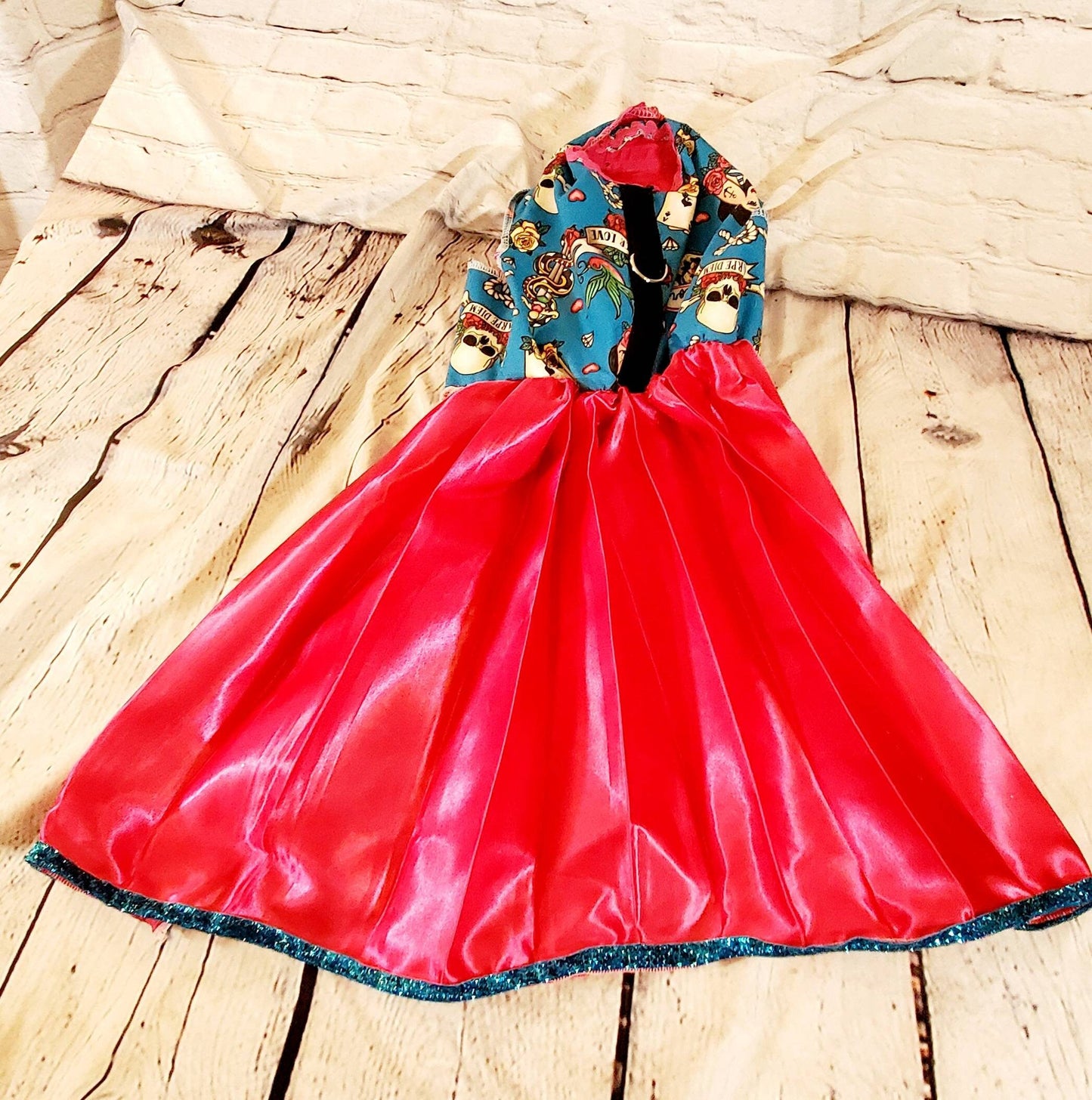 Tattoo print pet dress, Tattoo print dog dress, harness dress, pet harness dresses for dogs, dresses for dogs, tattoo print pet dress
