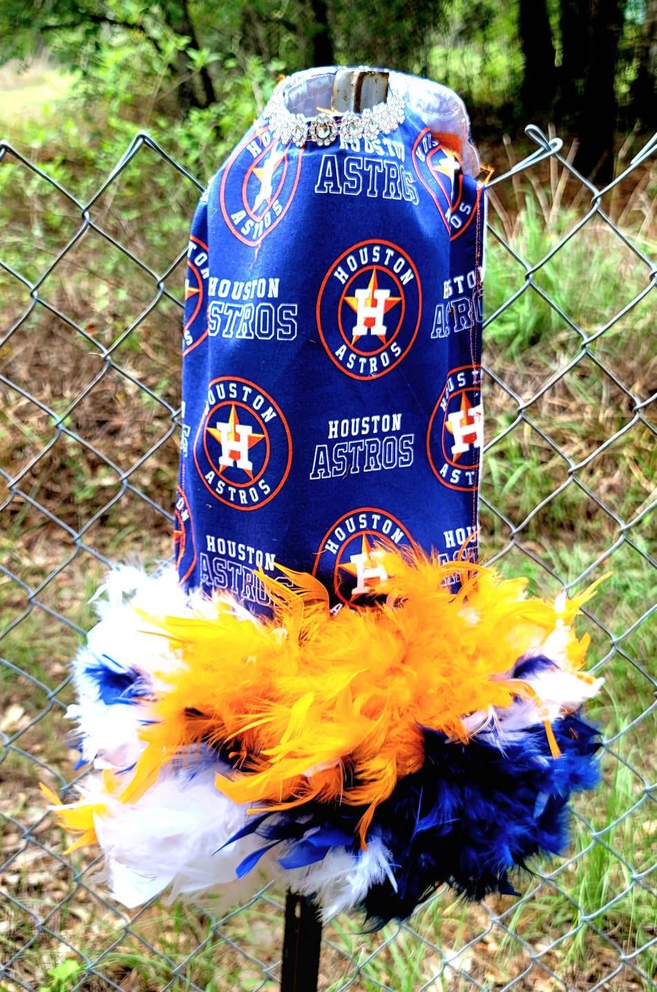 Houston Astros feather Pet dress, Astros feather dog dresses, Astros cat dress, Houston Astros Pet dresses, feather pet dresses, dog dress