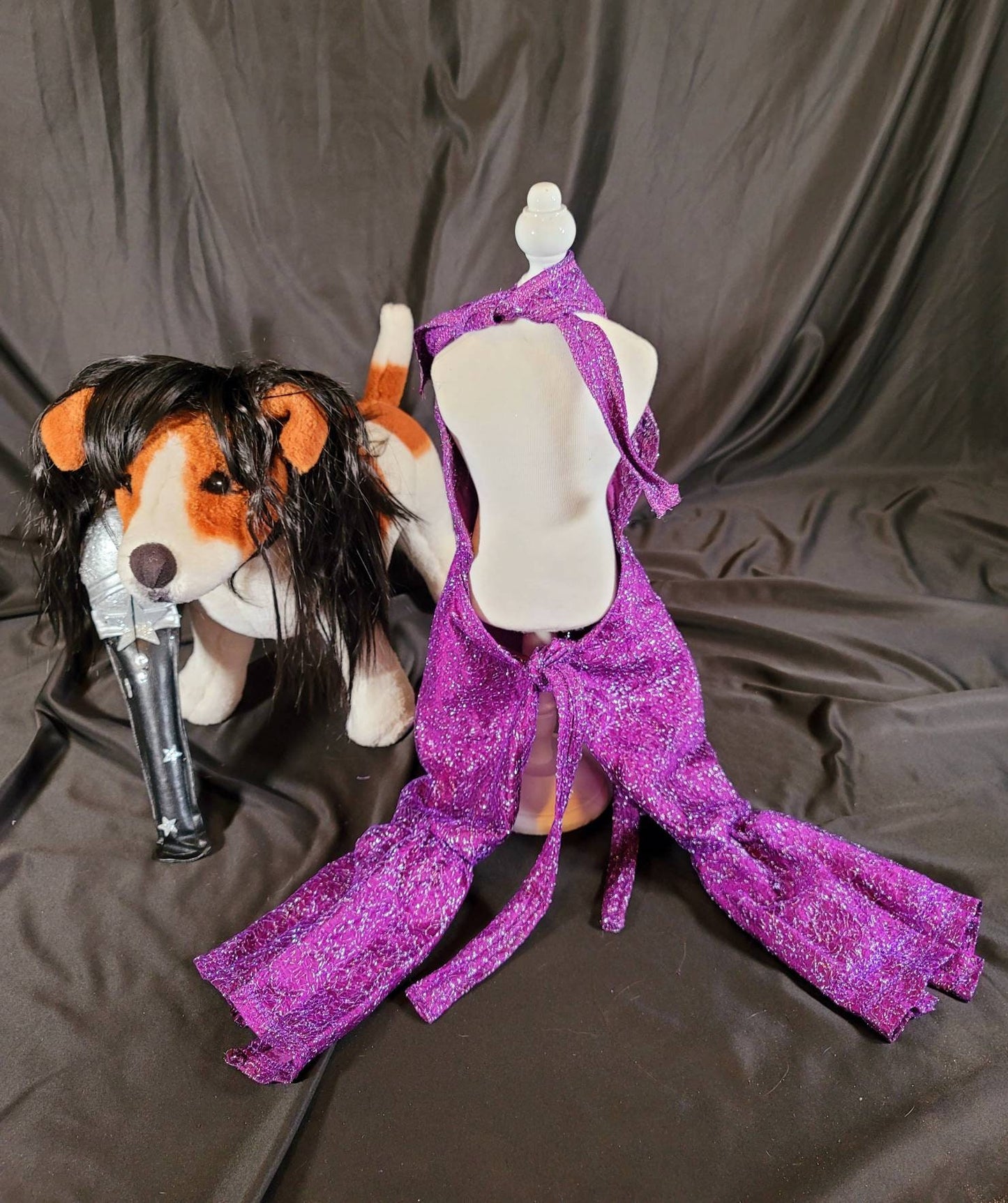 Selena replica Pet Costume, Selena Dog costume, Selena Iconic purple pet costume, Selena purple jumpsuit pet dog cat costume, wig selena