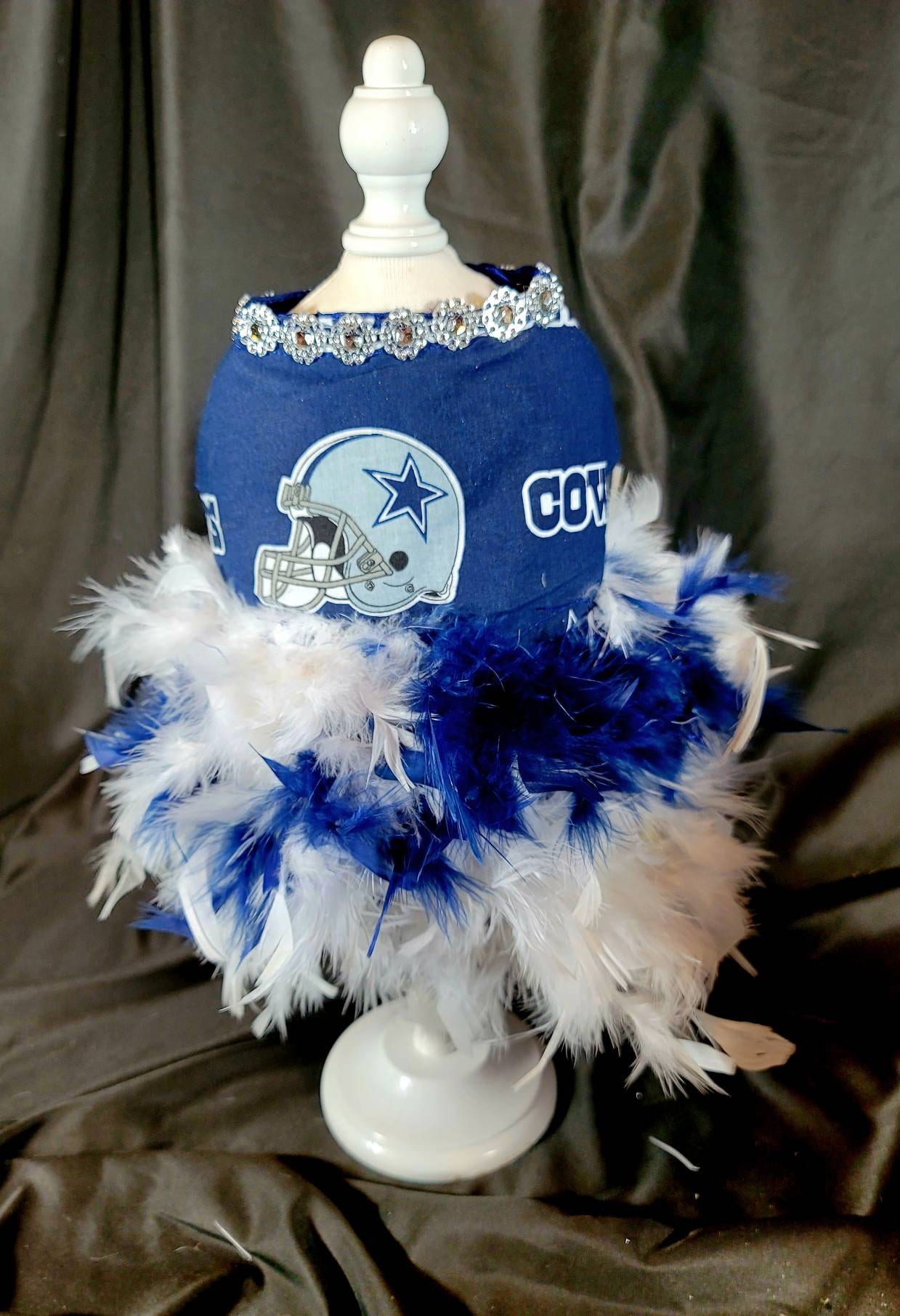 Dallas Cowboy Pet feather dress, Dallas Cowboy Dog feather dress, Dallas Cowboy Pet dress, feather pet dress, nfl pet dress, nfl dog dress