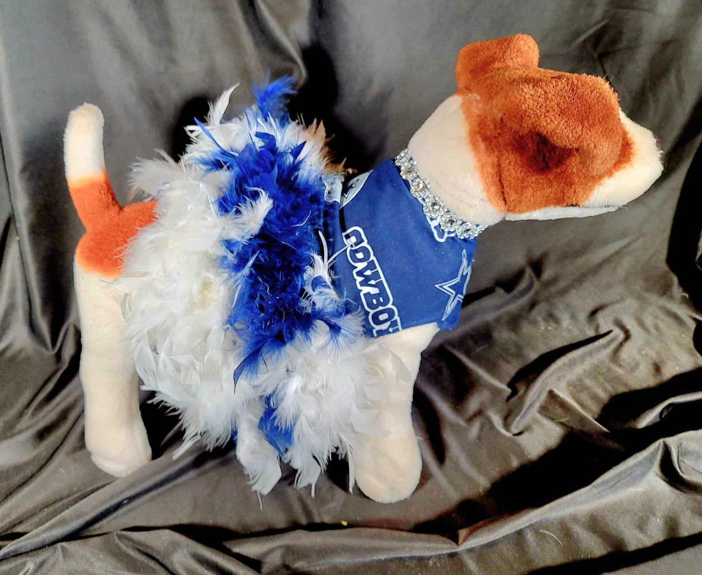 Dallas Cowboy Pet feather dress, Dallas Cowboy Dog feather dress, Dallas Cowboy Pet dress, feather pet dress, nfl pet dress, nfl dog dress