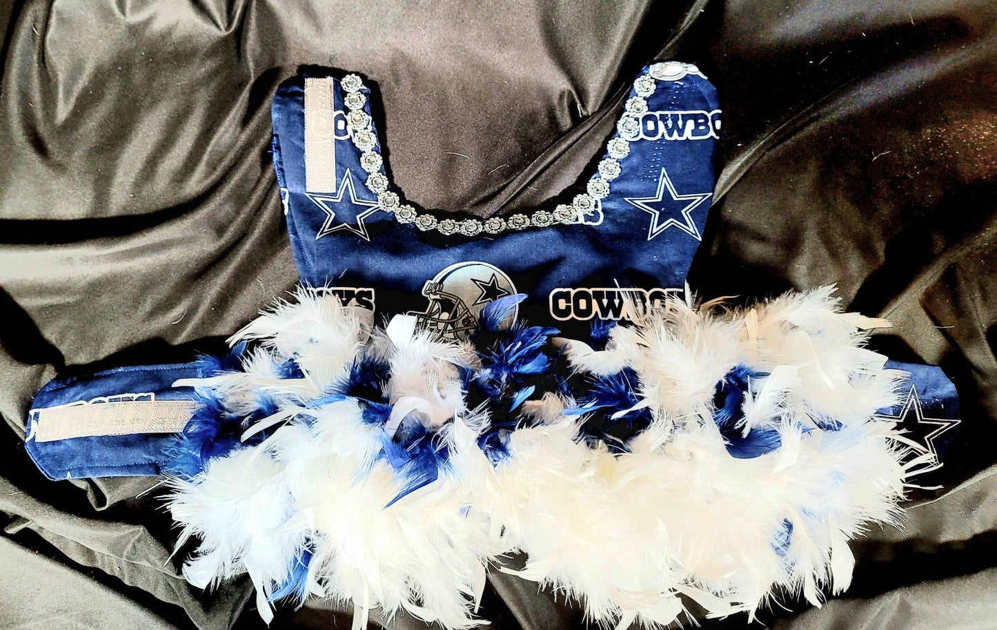 Dallas Cowboy Pet feather dress, Dallas Cowboy Dog feather dress, Dallas Cowboy Pet dress, feather pet dress, nfl pet dress, nfl dog dress