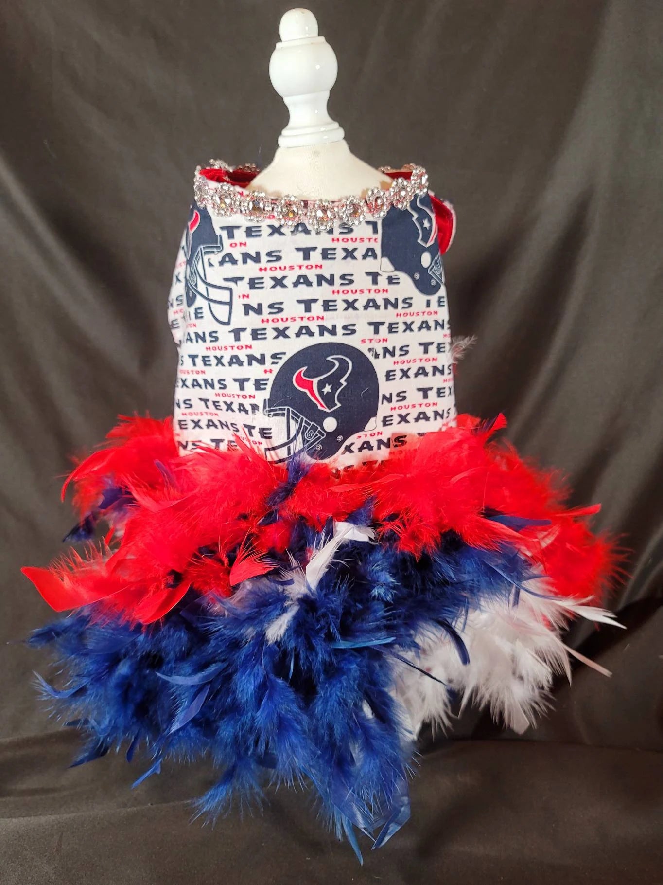 Houston Texans feather Pet dress, Texans feather dog dresses, Texans cat dress, Houston Texans Pet dresses, feather pet dresses, dog dress
