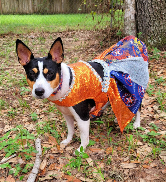 Houston Astros sequin pet dress, Astros sequins dog dress, Astros sequin cat dress, sequin pet dresses, Houston astro pet dress, Astros sequin Pet clothes