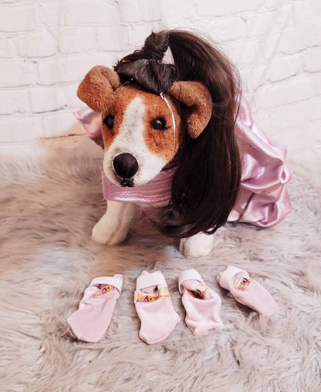 Celebrity Ariana Grande Pet Costume, Ariana Grande dog costume, high ponytail pet costume, pet wig costume, Ariana Grande high pony tail dog costume
