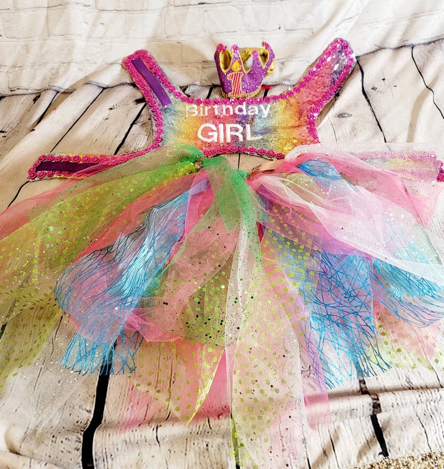 rainbow sequin Birthday Girl pet dress, birthday girl dog dress set, pet birthday crown and dress, Tutu birthday pet dress, sequin birthday dog outfit