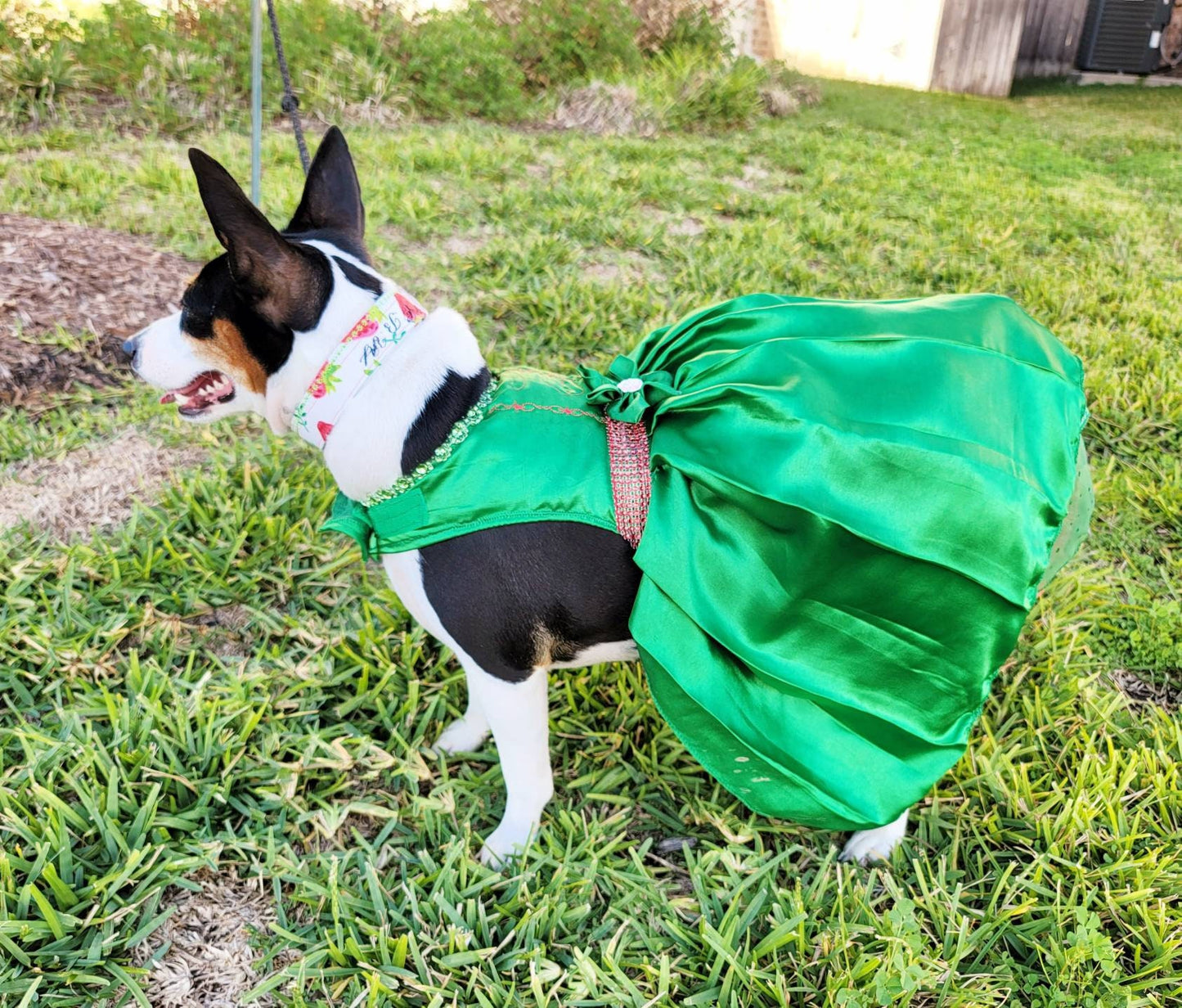 Pet Holiday dresses, dog holiday dress, pet Christmas dress, green pet dress, dog Christmas dress, cat holiday dress, holiday dresses pets