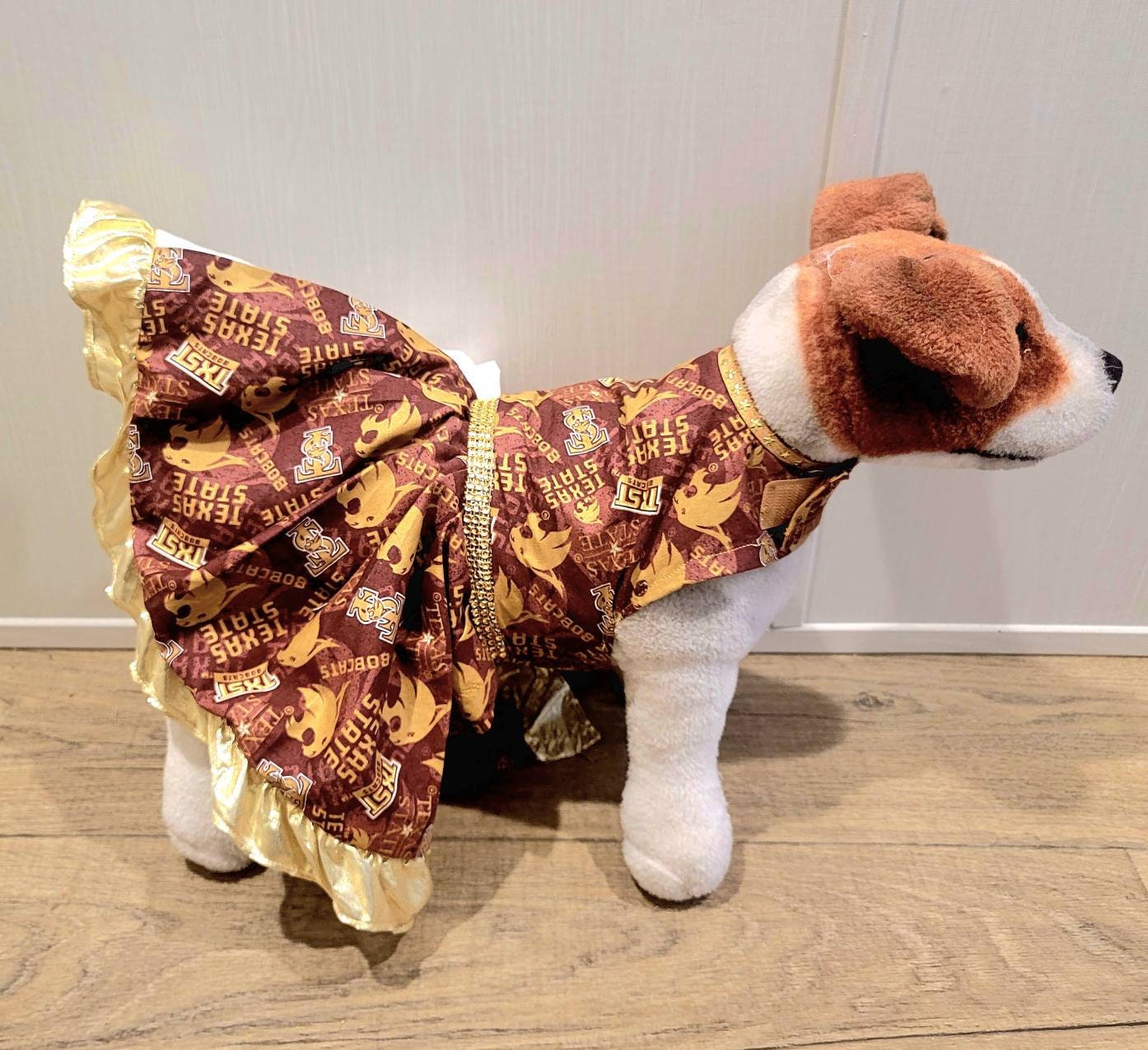 Texas State Pet Dress, Texas State University pet dress, SWT pet dress, TXSU pet dress, Texas State Dog Dress, Bobcat pet dress