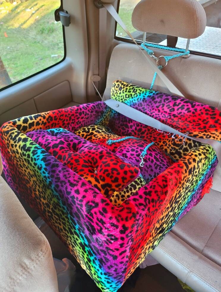 Rainbow Leopard Booster Car Pet Seat,booster pet seat,dog booster pet seat,dog car seat,cat seat,booster seat