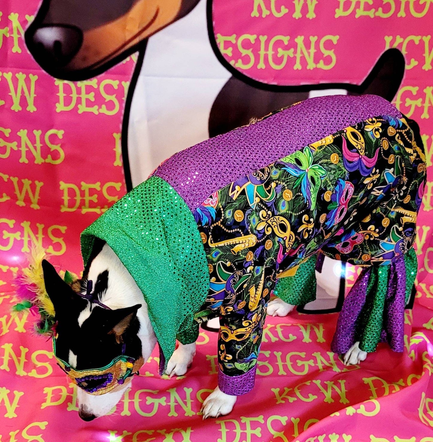 Mardi Gras male pet outfit, Mardi Gras Pet body suit, Fat Tuesday dog costume, Mardi Gras dog costume, Mardi Gras Cat, Mardi Gras suit