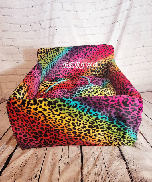 Rainbow Leopard Booster Car Pet Seat,booster pet seat,dog booster pet seat,dog car seat,cat seat,booster seat
