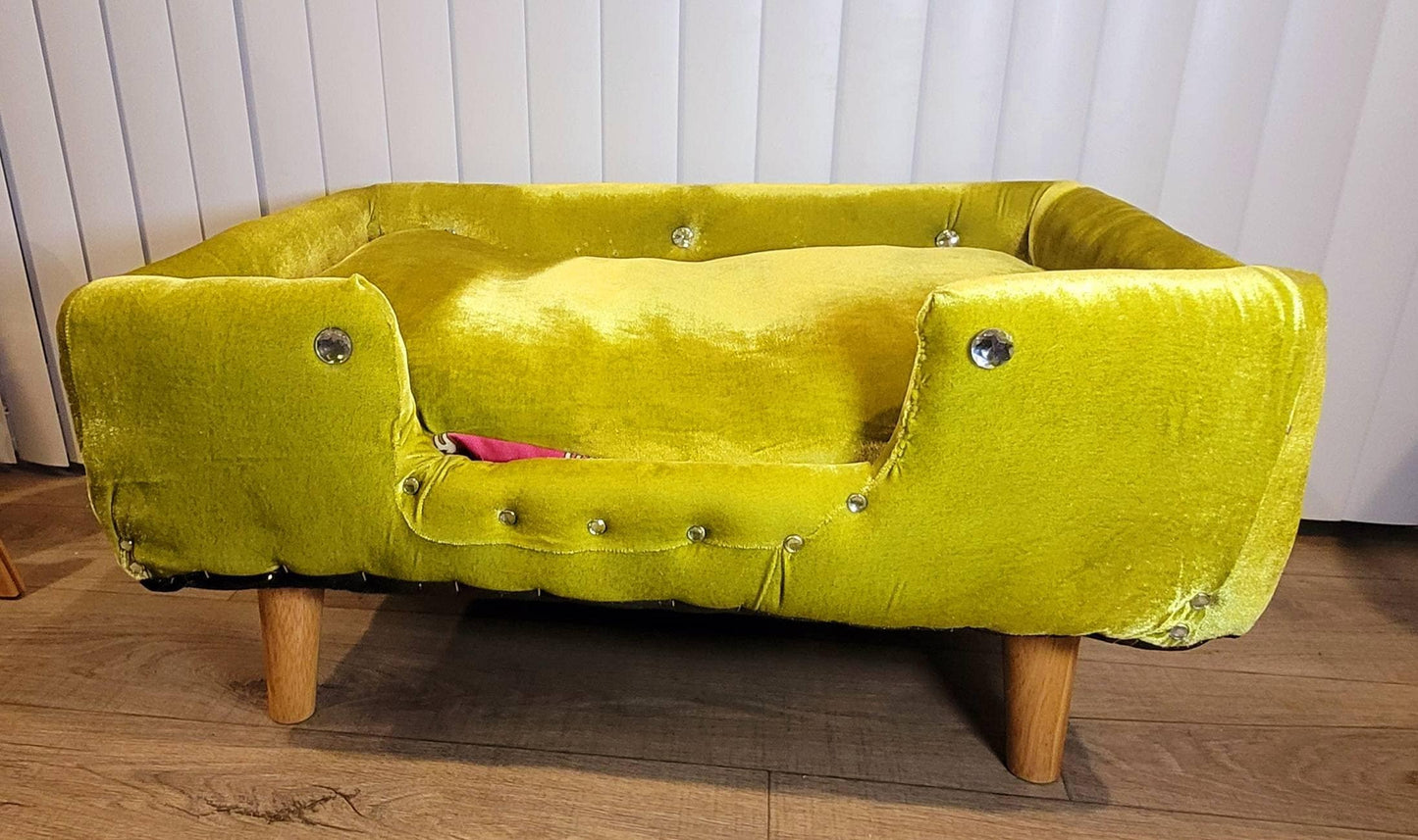 Velvet luxury pet bed, luxury dog bed, stretch Velvet pet bed, pet furniture, Upholstered pet bed, Courture pet beds, Courture dog beds