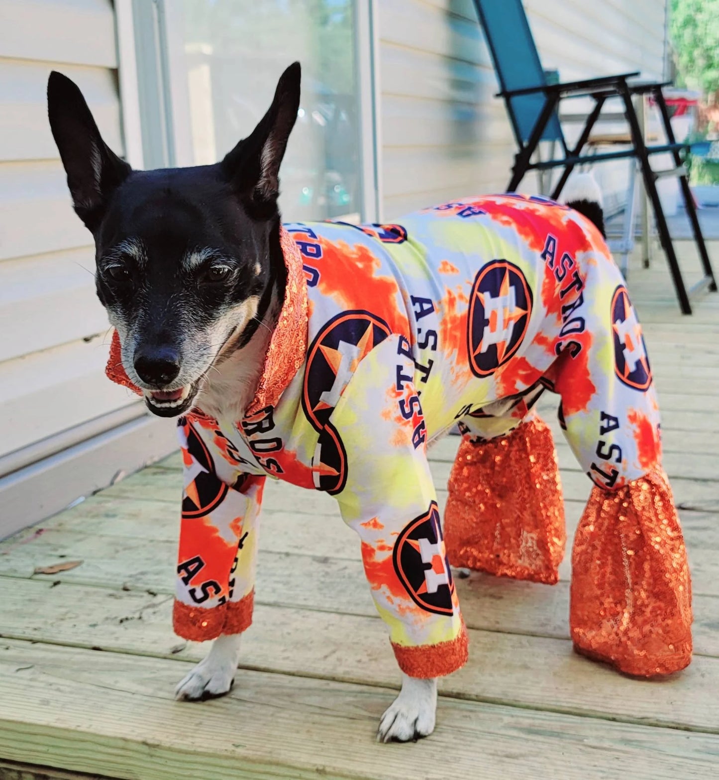 Houston Astros pet suit, Astros sequin dog suit, Astros cat suit