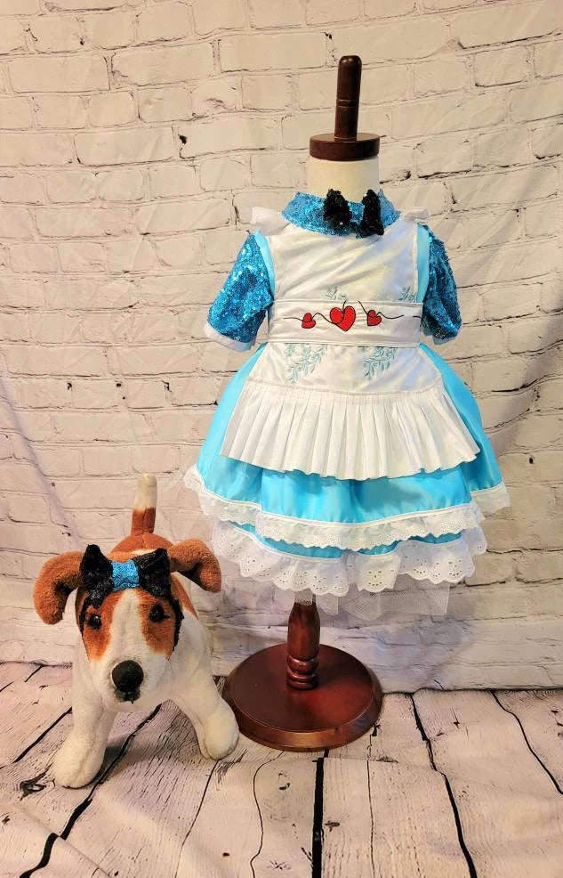 -  Wonderland pet costume, Alice in Wonderland pet costume, Alice in Wonderland sequin dog costume, Alice pet costume, Alice cat costume, Alice dog costume, Pet Alice Costume