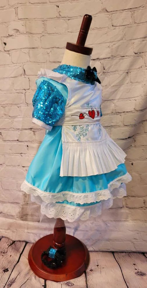 -  Wonderland pet costume, Alice in Wonderland pet costume, Alice in Wonderland sequin dog costume, Alice pet costume, Alice cat costume, Alice dog costume, Pet Alice Costume