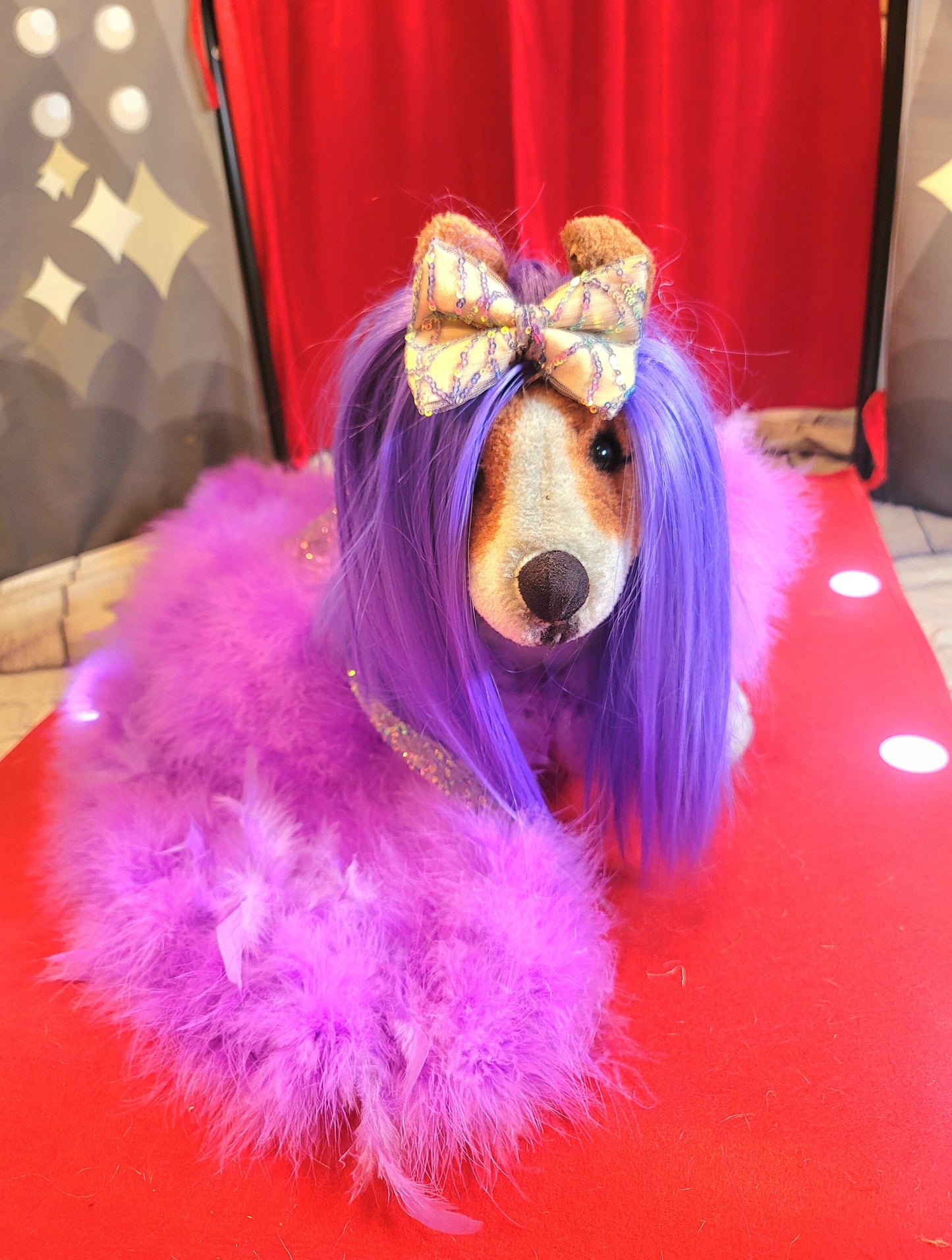 Kylie Jenner Met Gala pet costume, Kylie Jenner dog costume, Halloween Pet Costume, wig pet costume, purple wig dog costume, cat costumes