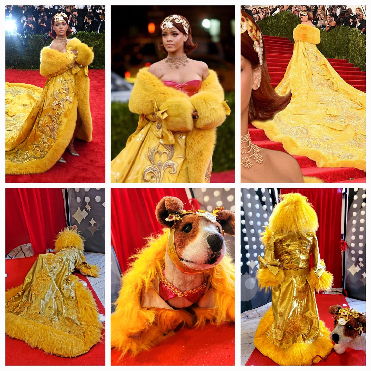Rihanna pet dress, Rhianna dog costume, Rhianna chinese pet dress, mutt gala pet dress, Rhianna Halloween dog costume