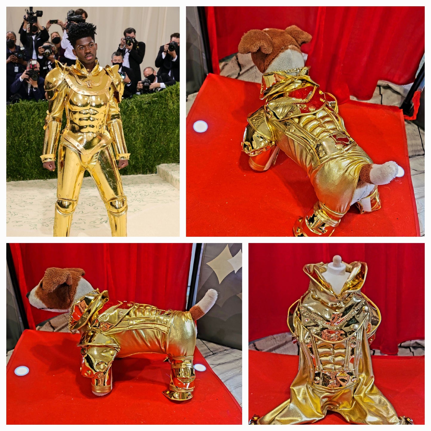 - Gold armour pet costume, Gold armour dog costume, Lil Nas X gold pet costume, mutt gala pet costume, gold robotic pet costume, c3po pet