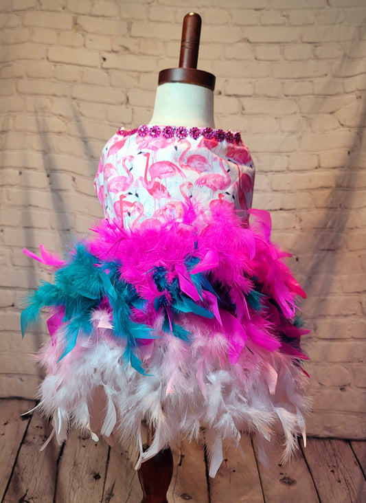 Flamingo pet dress, Flamingo dog dress, Flamingo cat dress, feather pet dress, feather dog dress