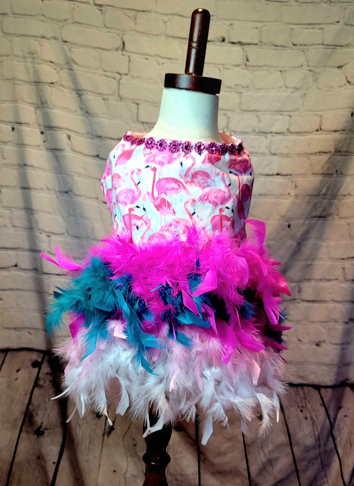 Flamingo pet dress, Flamingo dog dress, Flamingo cat dress, feather pet dress, feather dog dress