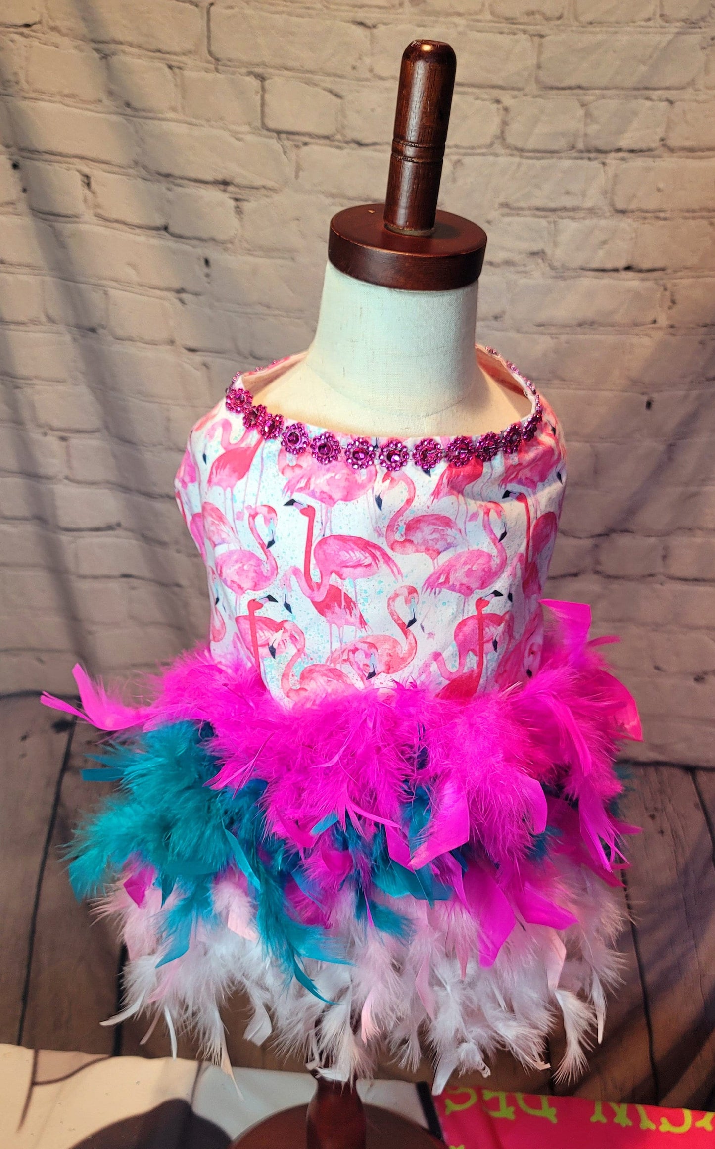 Flamingo pet dress, Flamingo dog dress, Flamingo cat dress, feather pet dress, feather dog dress