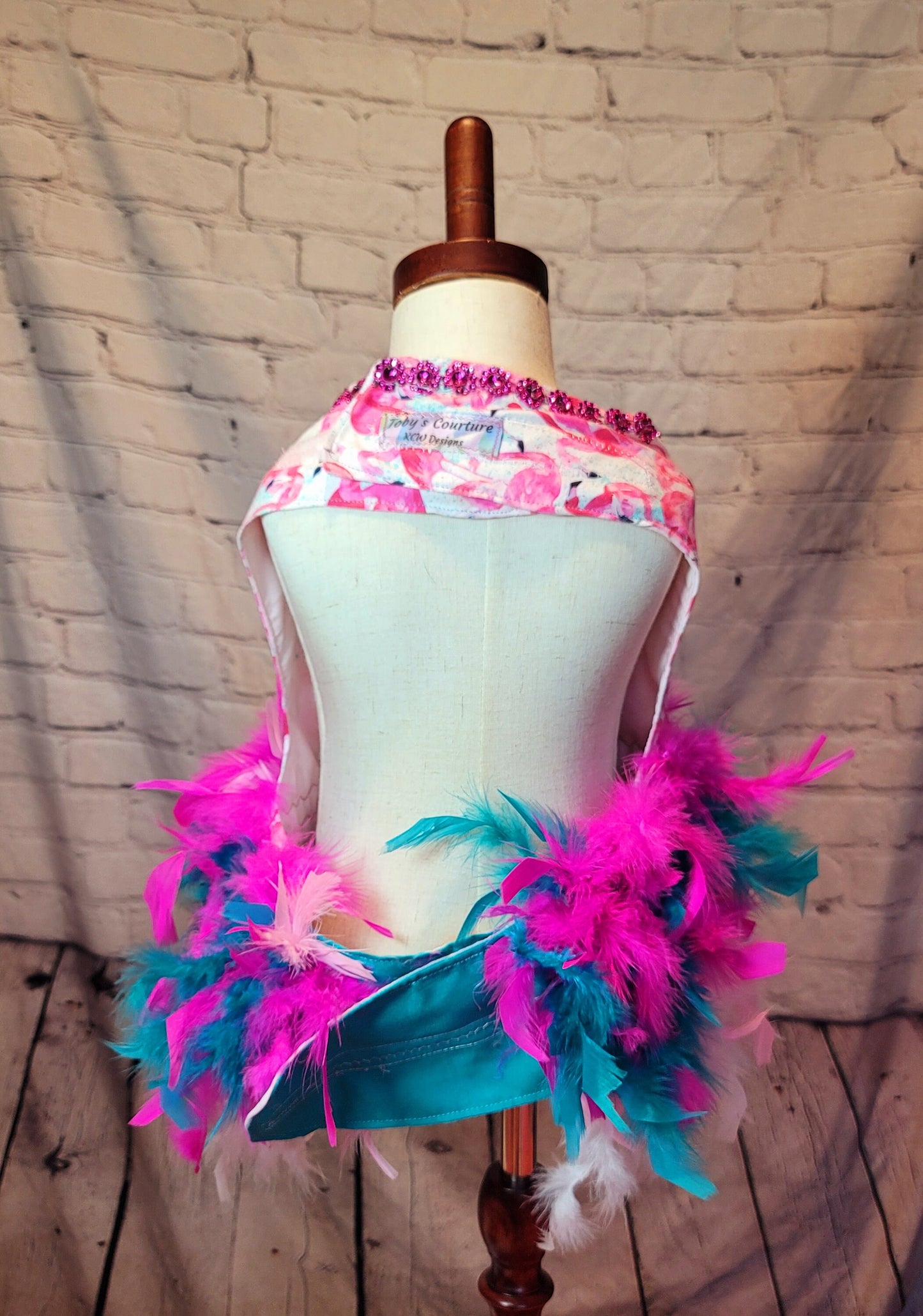 Flamingo pet dress, Flamingo dog dress, Flamingo cat dress, feather pet dress, feather dog dress